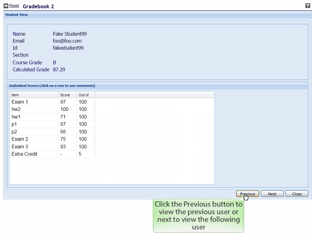Gradebook: Student View | Lumina Media Player